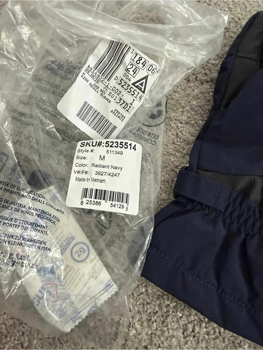 Lands' End Navy Kid's Squall Gloves Size Medium